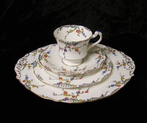 Art Deco Royal Paragon China Piece Teaset Thorn Pattern Hand