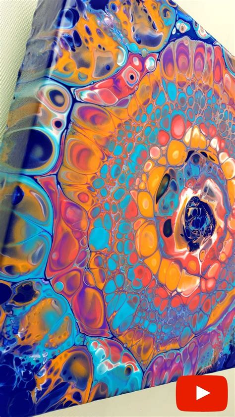 Acrylic Pour With Cells And Blue Base Fluid Acrylic Tutorial By Olga