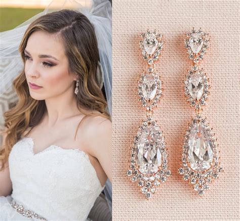 Crystal Bridal Earrings Chandelier Wedding Earrings Wedding Etsy