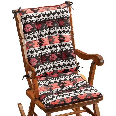 Aztec Tribal Print Rocking Chair Back And Seat Cushions With Back Ties