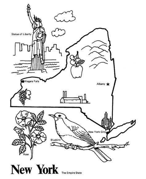 Please support our wonderful sponsors coloring and activity books for all ages: New York State outline Coloring Page | {KINDERS ...