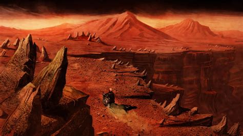 Hd Wallpaper Brown Mountain Painting Mars Fantasy Art Canyon