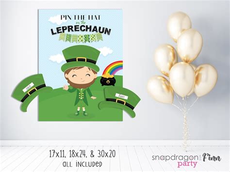 Pin The Hat On The Leprechaun Printable Party Game 3 Sizes Etsy Canada