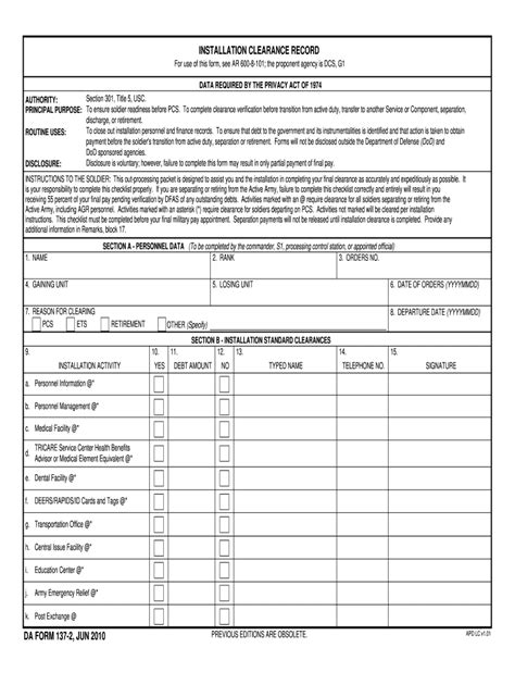 Da Form 137 2 Fillable Printable Forms Free Online