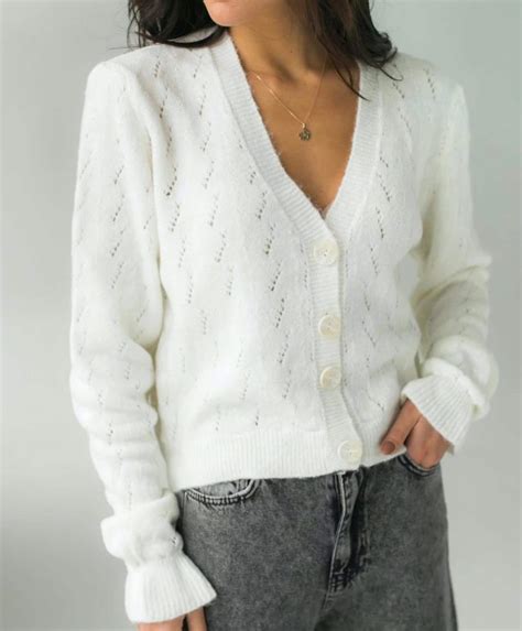 White Wool Cardigan For Women V Neck Sweater Cardigan For Etsy