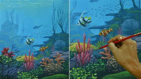 Seascape Painting Tutorial Underwater Corals And Fishes