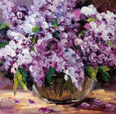 Lilac Still Life Purple Flower Oil Painting On Small Canvas Etsy