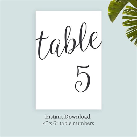 Printable Table Number Template 4x6 Black Printable Etsy Canada