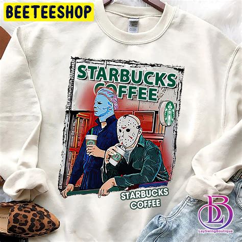 Michael Myers Jason Voorhees Drinking Starbucks Coffee Halloween