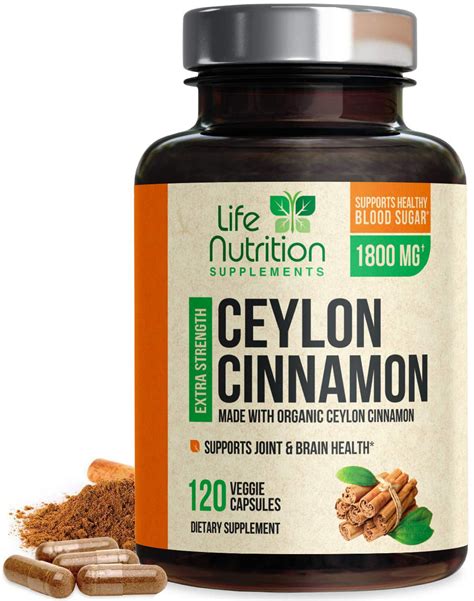 Life Nutrition Organic Cinnamon Supplement Pure Ceylon Cinnamon