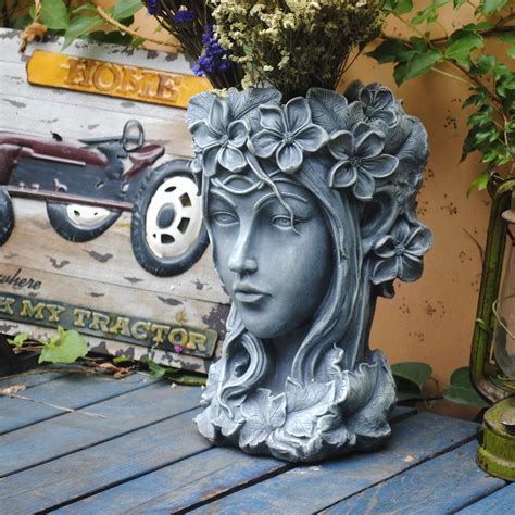 Female Head Planter Concrete Head Planter Pop Art Goddess Planter