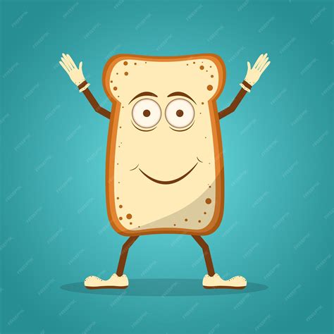 Premium Vector Cute Funny Happy Bread Toast Character Vector Flat Line Cartoon Kawaii