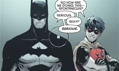 alfred taking a picture of batman and robin jason todd bruce wayne red hood and the outlaws