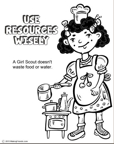 The Law Use Resources Wisely Coloring Page Girl Scout Daisy