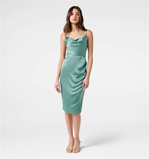 Buy Laura Petite Satin Cowl Ruched Midi Dress At Forever New