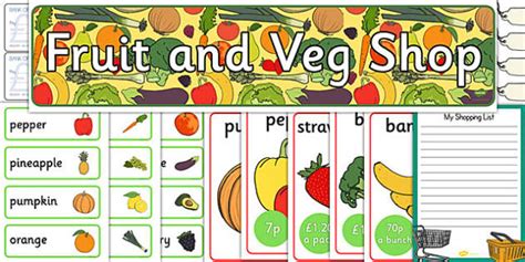 fruit and vegetable shop role play pack esl shopping role play