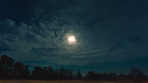 Full Moon Night Landscape With Forest Lake Stock Footage Video 4406759