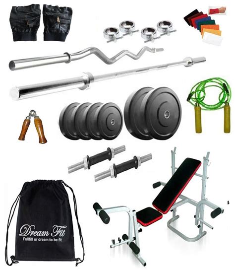 Buy Dreamfit 76 Kg Home Gym With 4 Rods 1 5ft Straight 1 3ft Curl