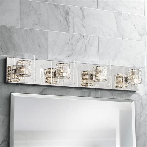 Possini Euro Design Modern Wall Light Four Light Chrome 3075 Vanity Fixture For Bathroom Over