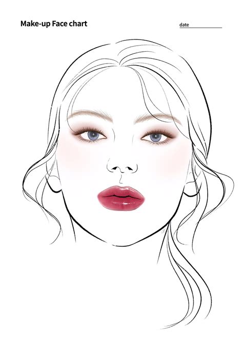 Makeup Face Chart Printable Makeup Practice Sheets Makeover Etsy