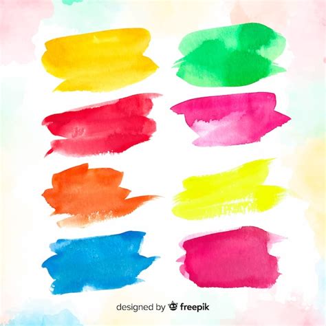 Free Vector Colorful Watercolor Brush Stroke Collection