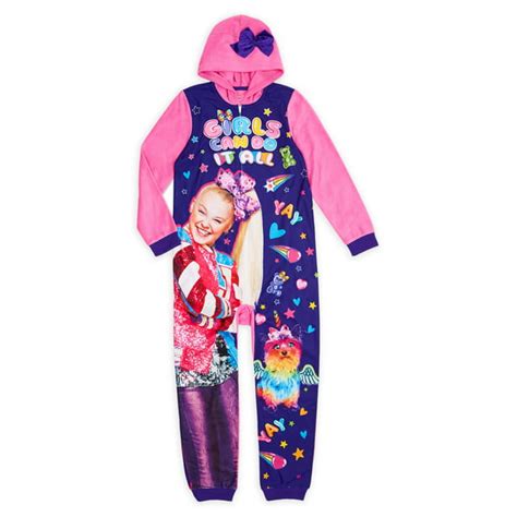 Jojo Siwa Girls Soft Fleece Hooded Pajama Blanket Sleeper Sizes 4 12