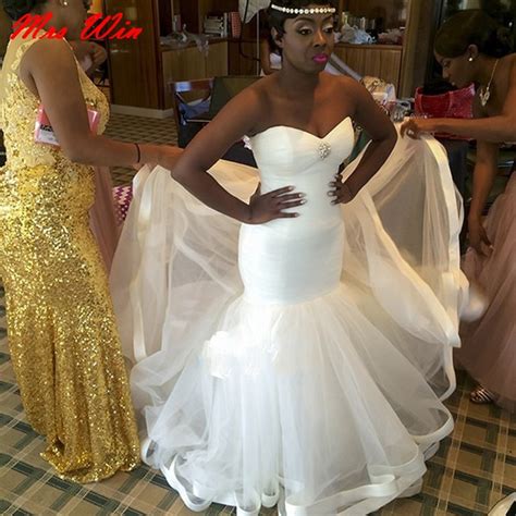Simple Tulle Sweetheart Cheap Bridal Dresses African Wedding Gowns