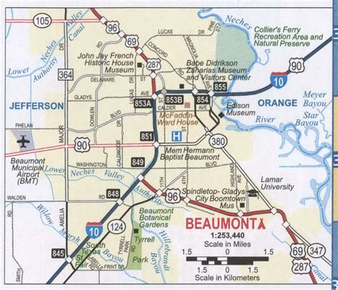 Beaumont Tx Roads Map Highway Map Beaumont City Surrounding Area