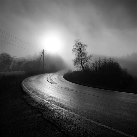 Dark Foggy Country Road Tap To See More Beautiful Traveller Road