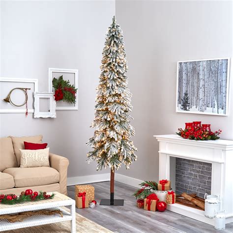Nearly Natural 9 Flocked Alpine Artificial Christmas Tree Prelit 600