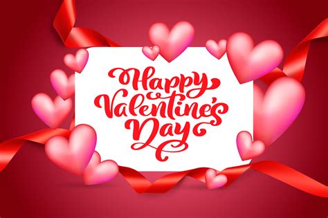 Vector Text Happy Valentines Day Typography Design For Greeting Cards