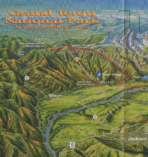 Grand Teton Map Grand Tetons National Parks Teton Village