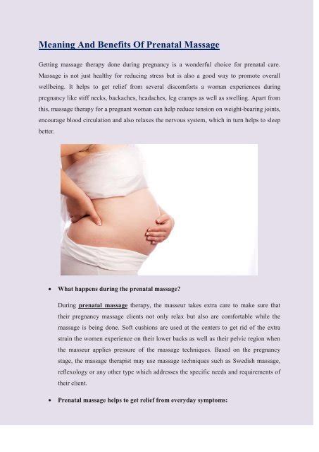 meaning and benefits of prenatal massage
