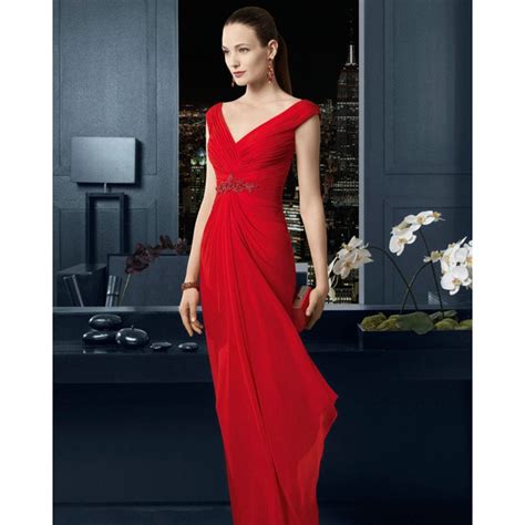 Sexy Red Evening Dresses With Cap Sleeves Ruched Beaded Elegant Long