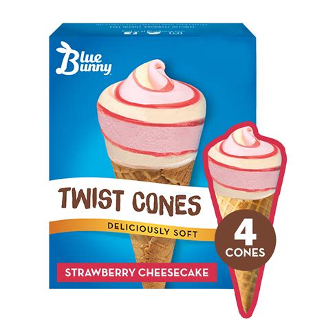 Blue Bunny Strawberry Cheesecake Frozen Dessert Twist Cones Count Walmart Com