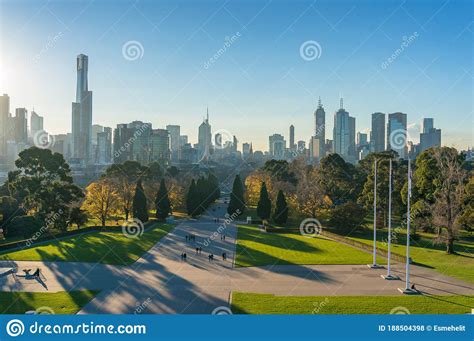 Melbourne Cityscape With Central Business District And Park Editorial