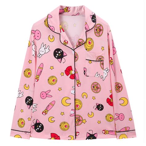 Free Shippingluna Sailor Moon Pajamas Set Pink Long Sleeve · Ocean Kawaii · Online Store