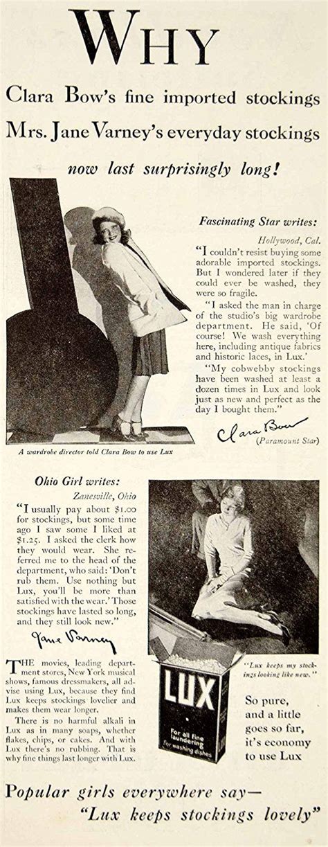 Best ★clara bow★ quotes at quotes.as. 0 Clara Bow - 1930 Ad Lux Laundry Dish Soap | Bow quotes ...