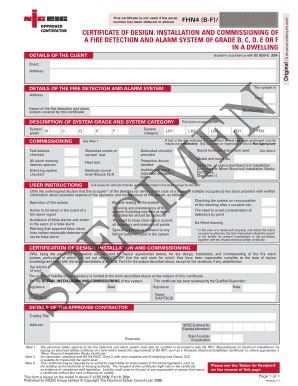 They cover design commissioning and maintenance. Niceic Fire Alarm Part 6 Commissioning Certificate - Fill ...