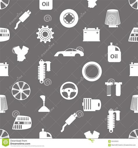 Car Parts Store Simple Icons Seamless Pattern Eps10 Stock Vector