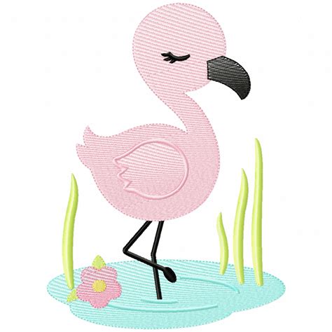 Flamingo Applique Embroidery Machine Design
