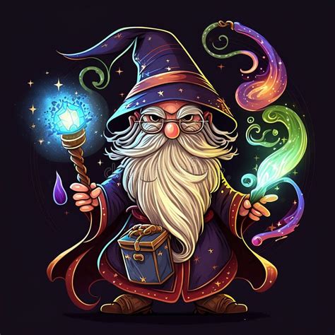 Wizard Holding Wand Generative Ai Stock Illustration Illustration Of