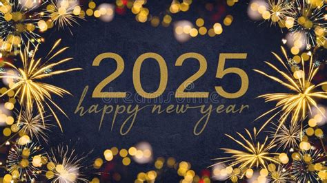 2025 Happy New Year Holiday Greeting Card Banner Golden Year Glitter