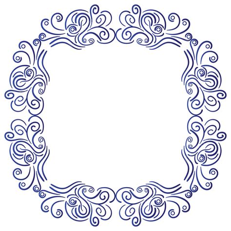 Gambar Ornamen Perbatasan Bunga Warna Biru Perbatasan Bunga Desain