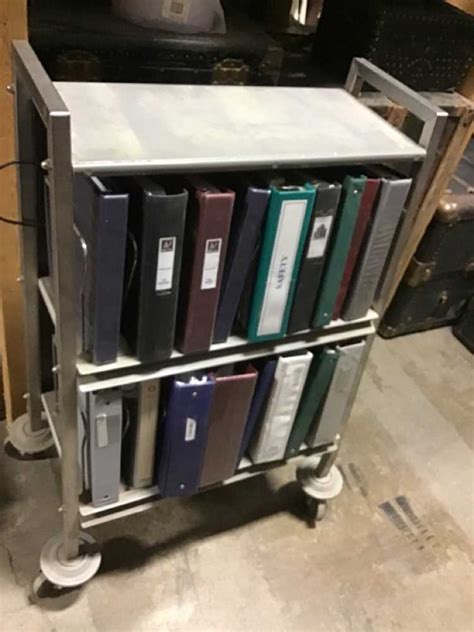 Rolling Stainless Steel 2 Tier Medical Chart Cart With 17 Binders