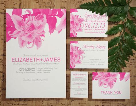 Fuchsia Flower Wedding Invitation Setsuite Printedprintable Wedding