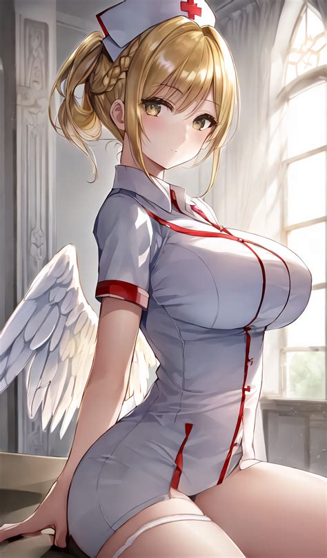 Anime Anime Girls Original Characters Ai Art Nurse Outfit Artwork Digital Art Blonde Nurses