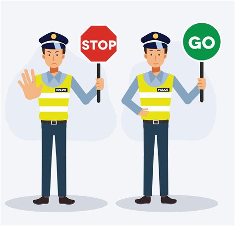 Traffic Police Holding Sign Stop And Go 3374169 Vector Art At Vecteezy