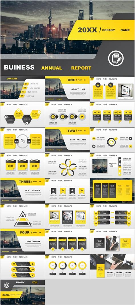 26 Yellow Business Annual Powerpoint Presentations Template