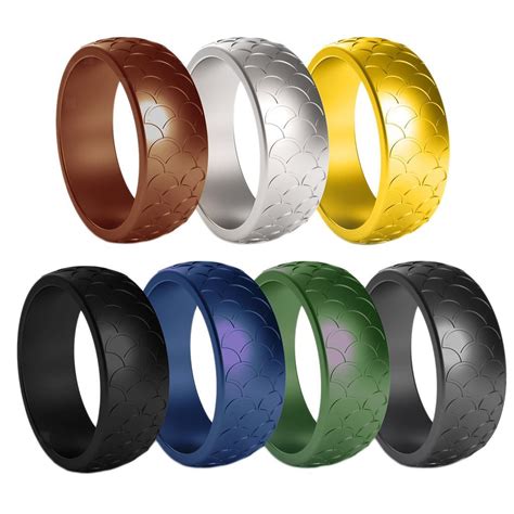 7pcset Silicone Rings Rubber Mens Active Sport Gym Fashion Ring Band